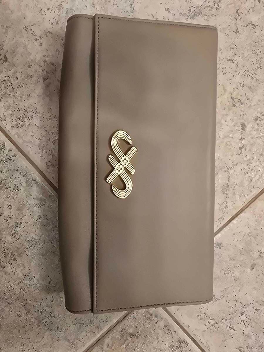 Taupe Clutch with Gold Detail