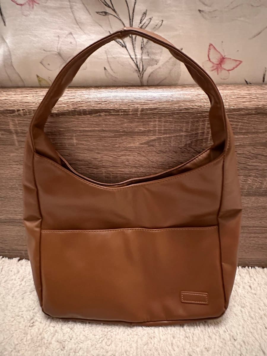 Brown Faux Leather Shoulder Bag, fits laptop! Perfect for work or school, in flawless condition