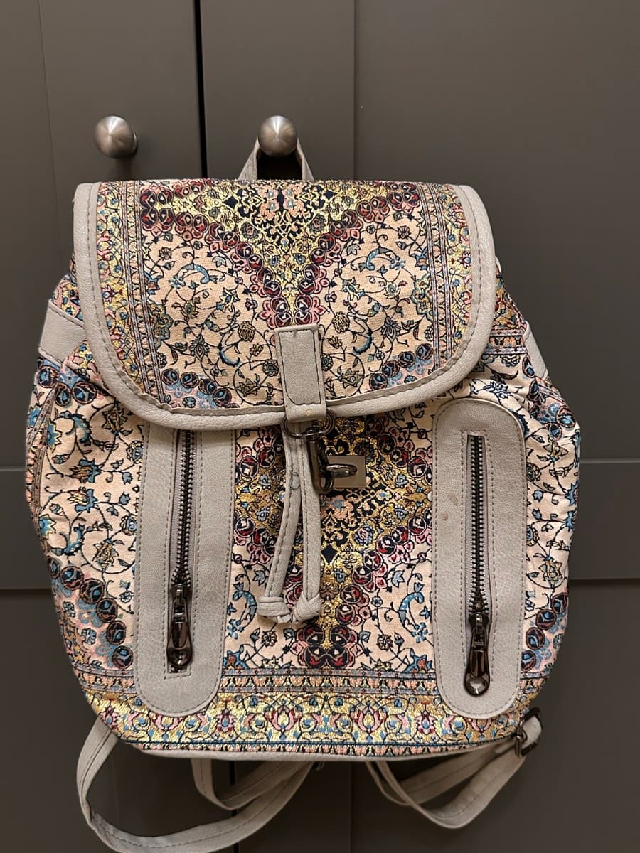 Patterned Canvas Drawstring Backpack - image 1
