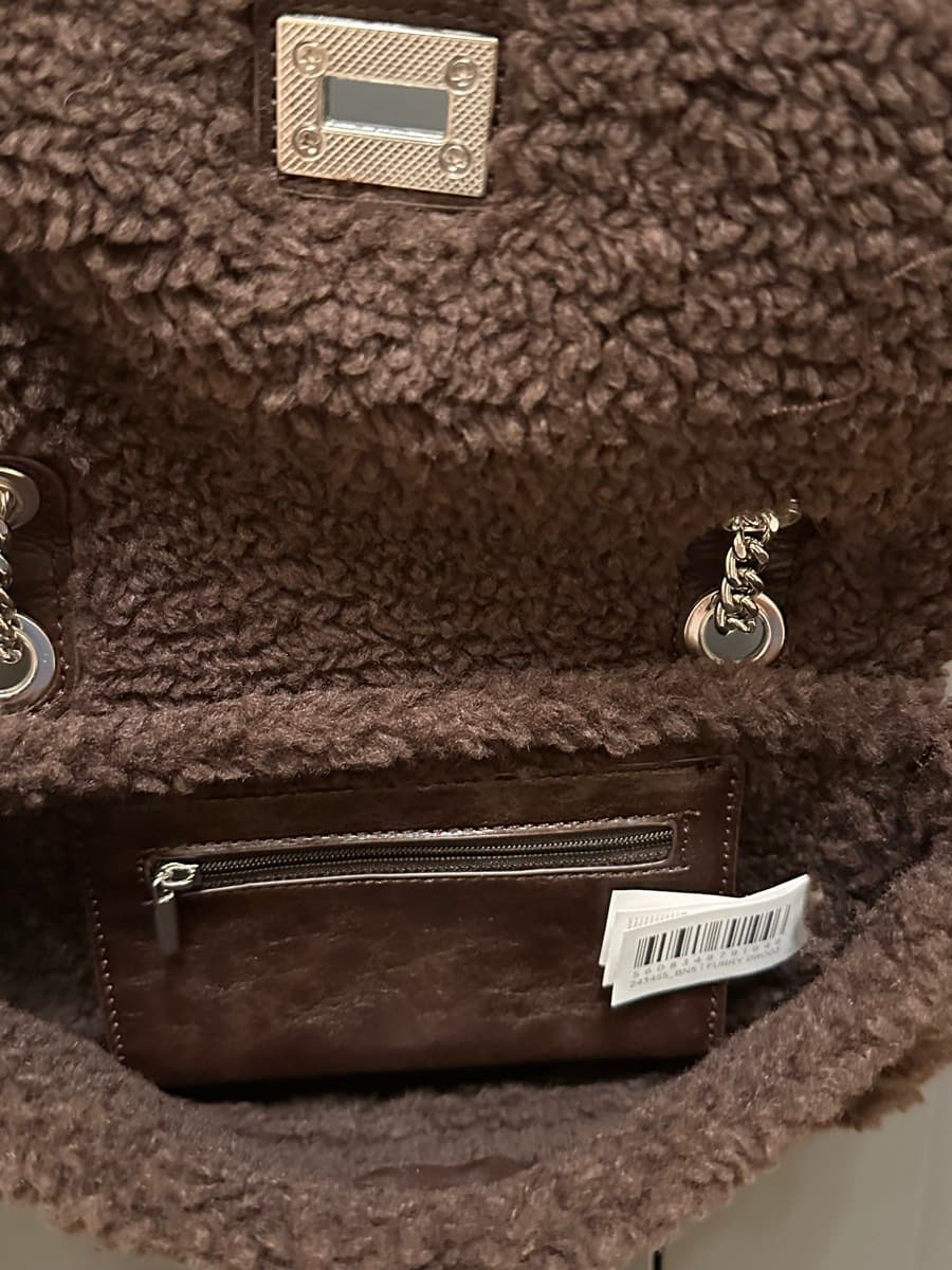 Brown Leather Shearling Shoulder Bag thumbnail 3