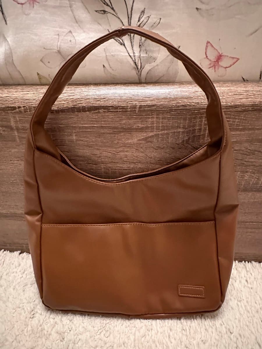 Brown Faux Leather Shoulder Bag, fits laptop! Perfect for work or school, in flawless condition thumbnail 2