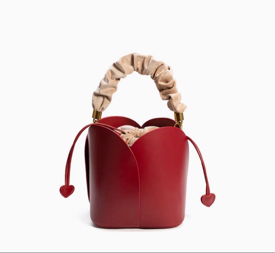 Red Leather Bucket Bag