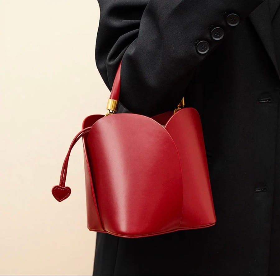 Red Leather Bucket Bag thumbnail 2