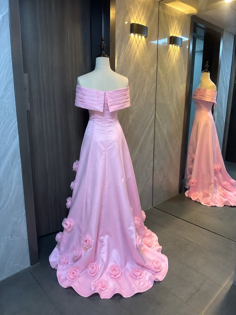 Pink Off-Shoulder Gown thumbnail 2