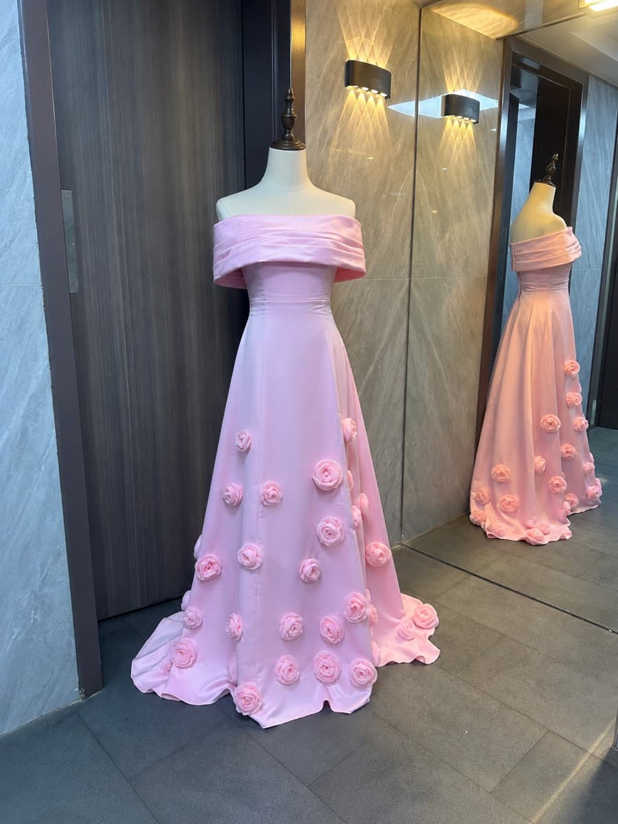 Pink Off-Shoulder Gown