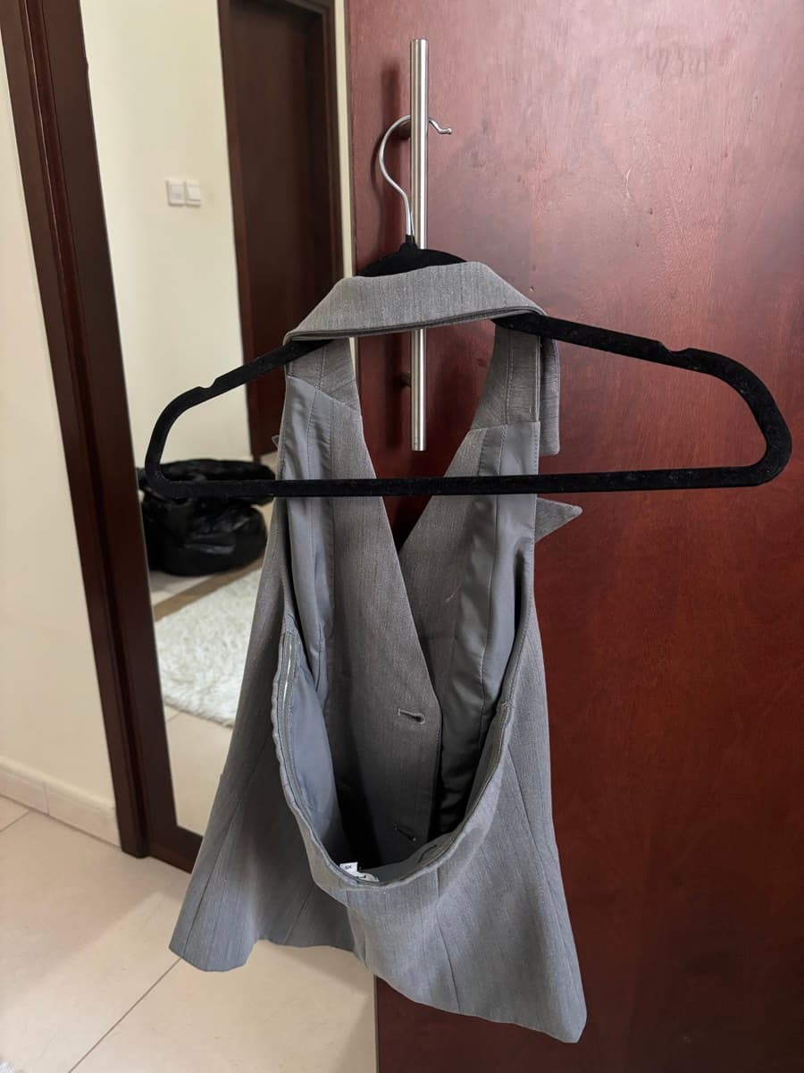 Grey Halterneck Double-Breasted Vest thumbnail 2