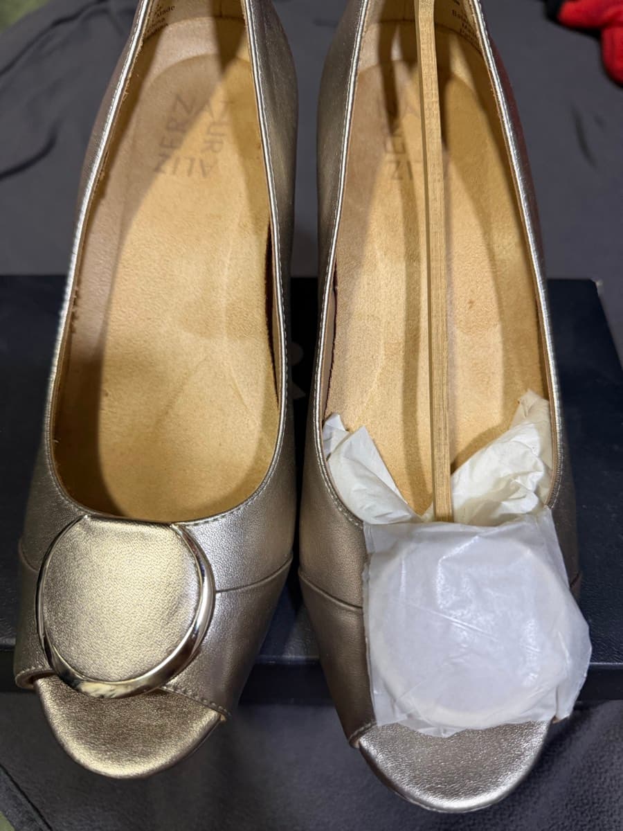 Naturalizer Gold Peep-Toe Heels