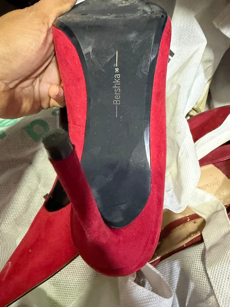 Bershka Red Suede Heels