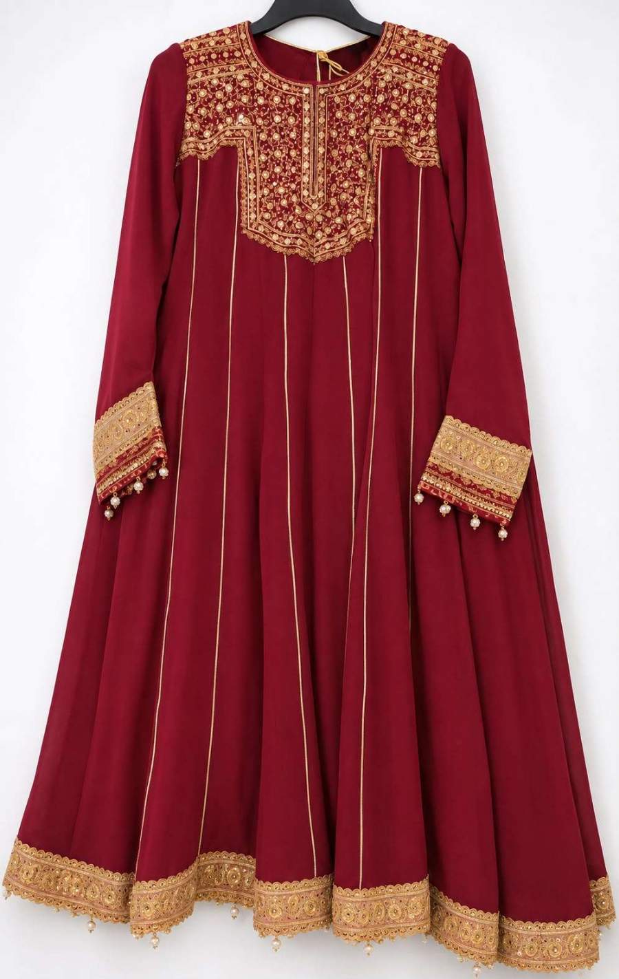 Embroidered Maroon Anarkali Dress thumbnail 2