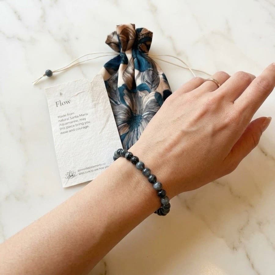 Flow Aquamarine Gemstone Beaded Bracelet thumbnail 3