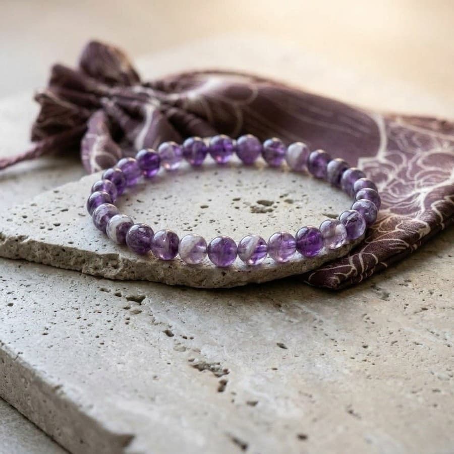 Still Amethyst Gemstone Beaded Bracelet thumbnail 2