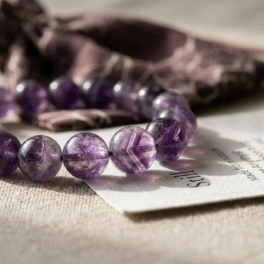 Still Amethyst Gemstone Beaded Bracelet