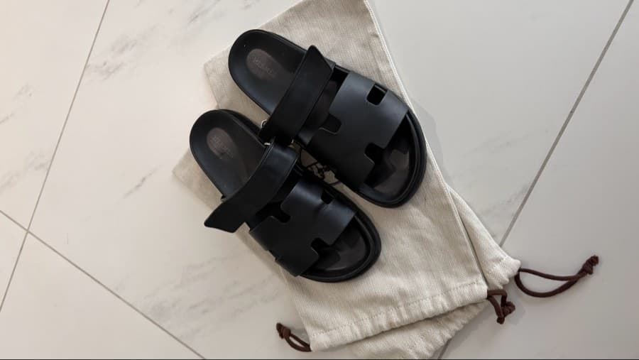 Hermès Black Leather Sandals thumbnail 6