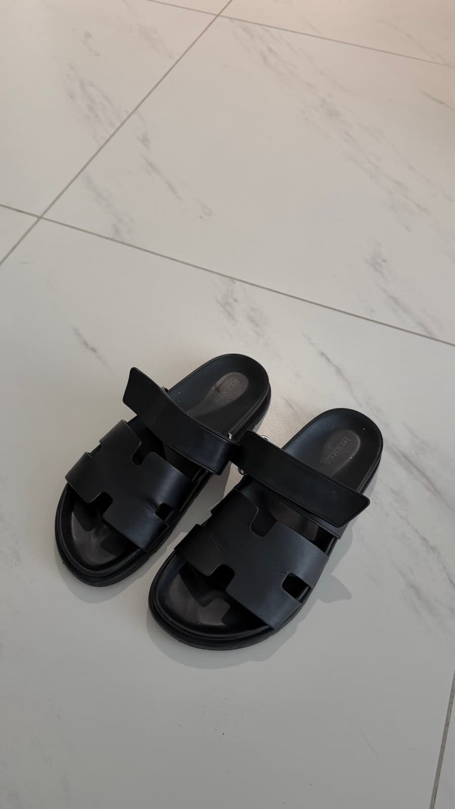 Hermès Black Leather Sandals thumbnail 2