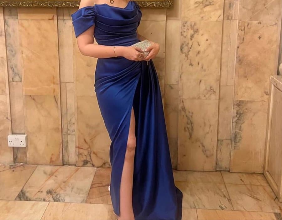 Blue Off-Shoulder Gown thumbnail 2
