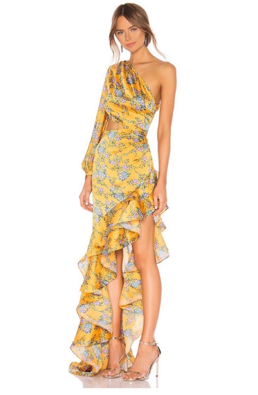 Floral One-Shoulder Ruffle Dress thumbnail 2
