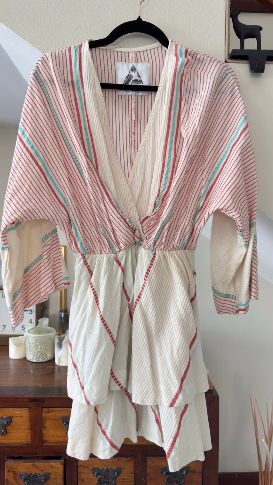 Pearl&Caviar Striped V-Neck Mini Dress