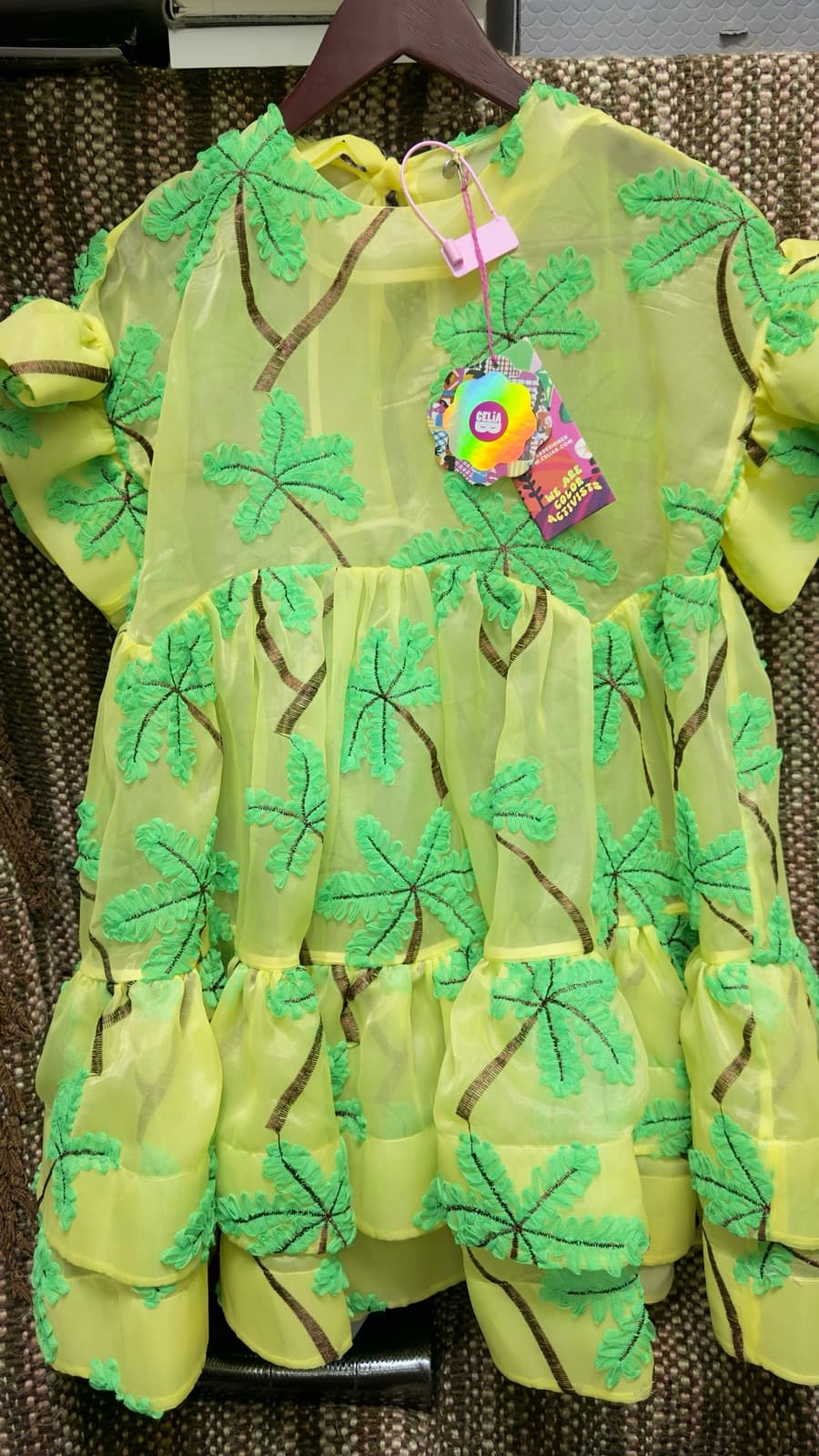 Coral Palm Dress Yellow