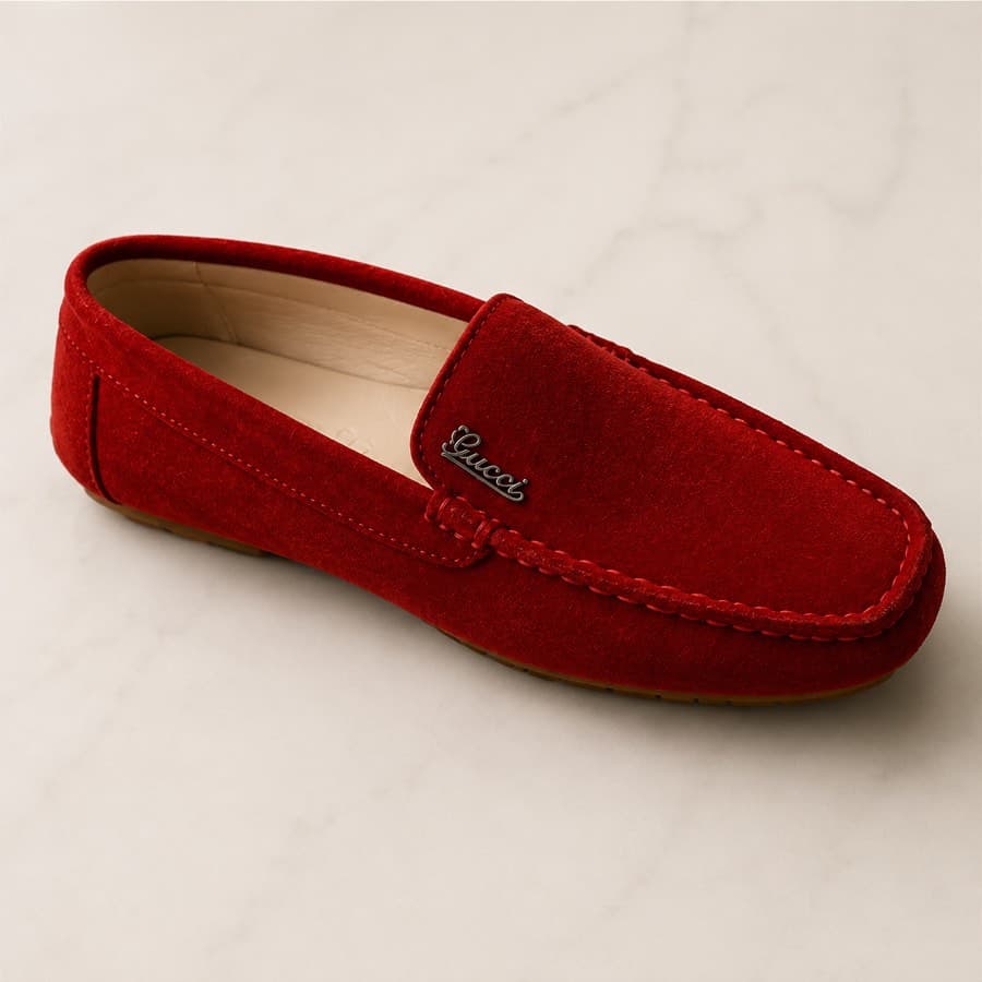 Gucci Red Suede Loafers thumbnail 3