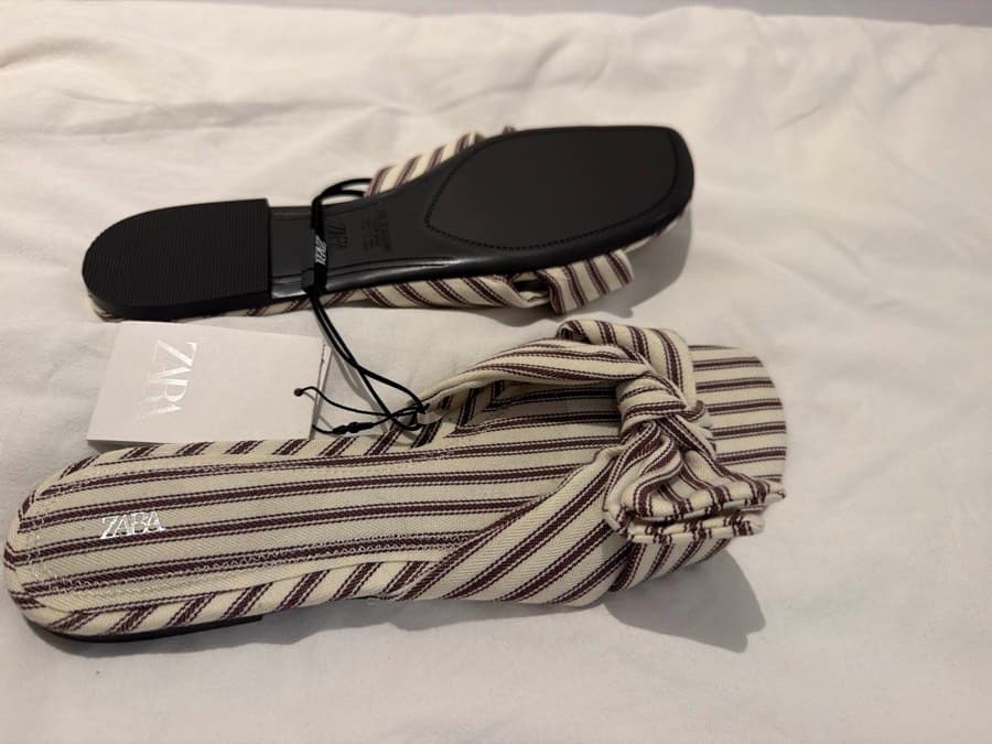 Zara Striped Bow Flat Sandals thumbnail 2