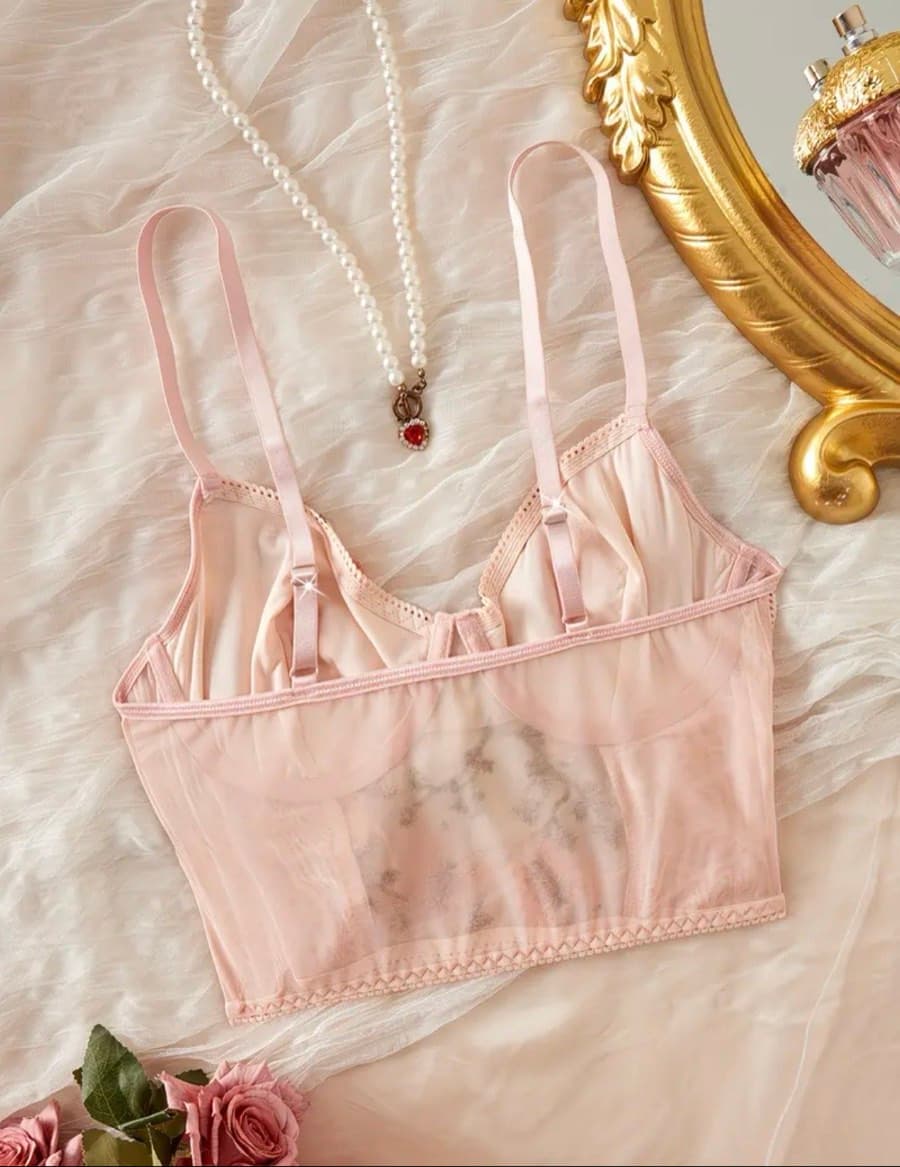 Pink Sheer Mesh Bralette thumbnail 2