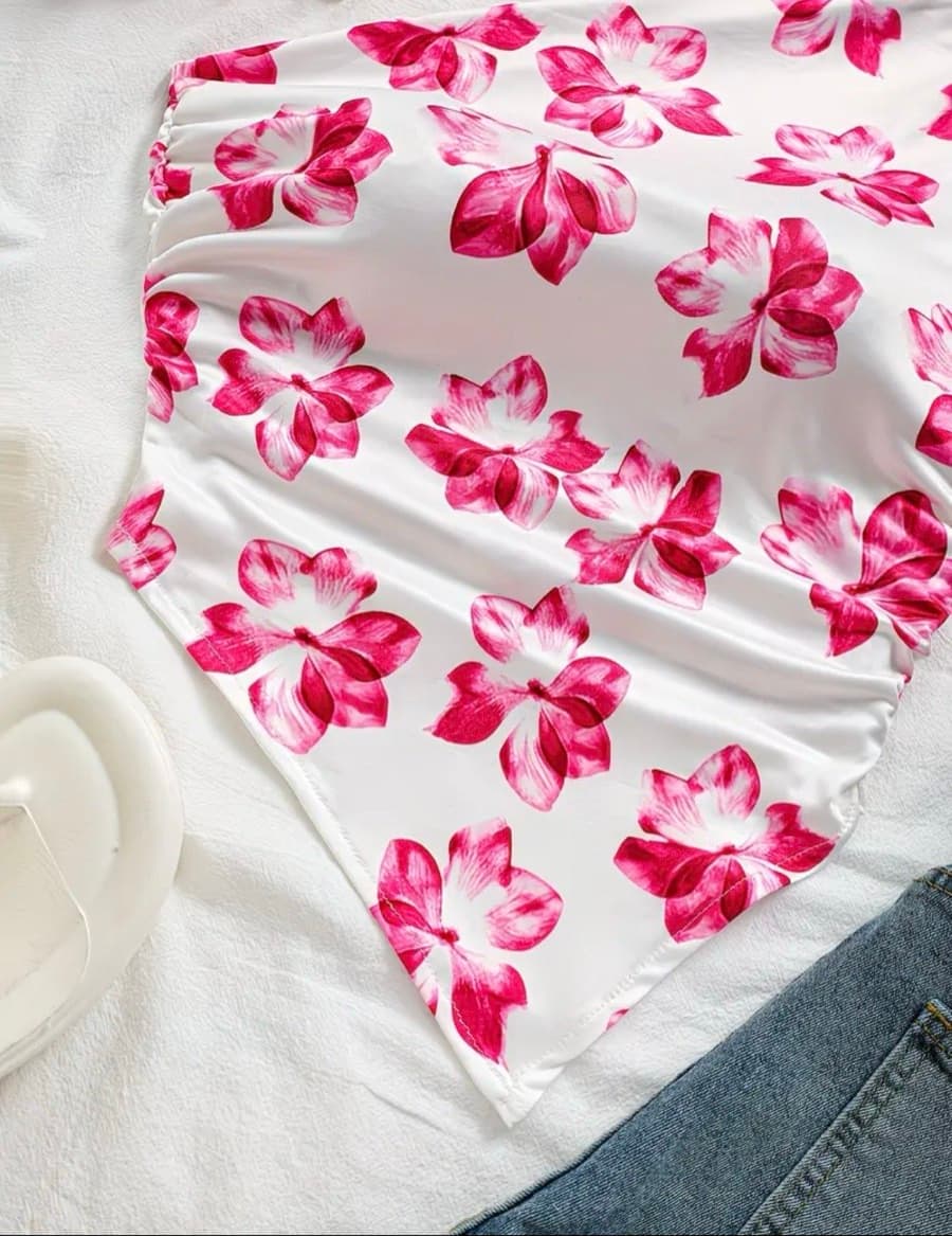 Floral Ruched Bandeau Top thumbnail 2