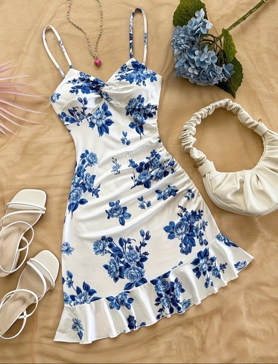 Floral Ruched Mini Dress thumbnail 4