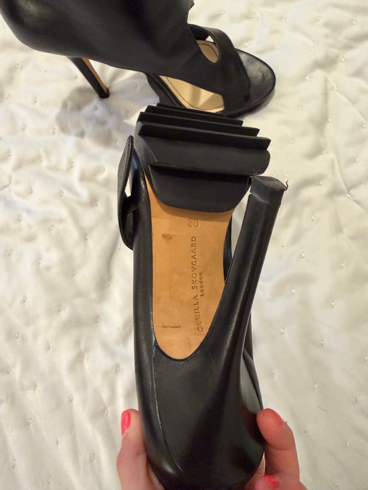 Camilla Skovgaard Black Leather Cut-Out Platform Heels – Size 38 thumbnail 5