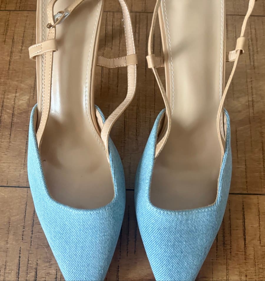 Brand new Denim Slingback Pointed Heels thumbnail 2