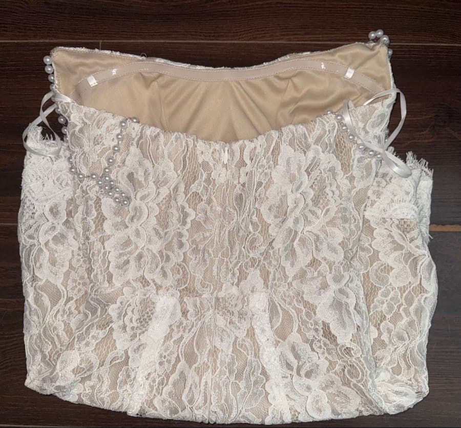 NEW Boutique White Lace Pearl Strap cocktail Summer Evening Beach Dress thumbnail 3