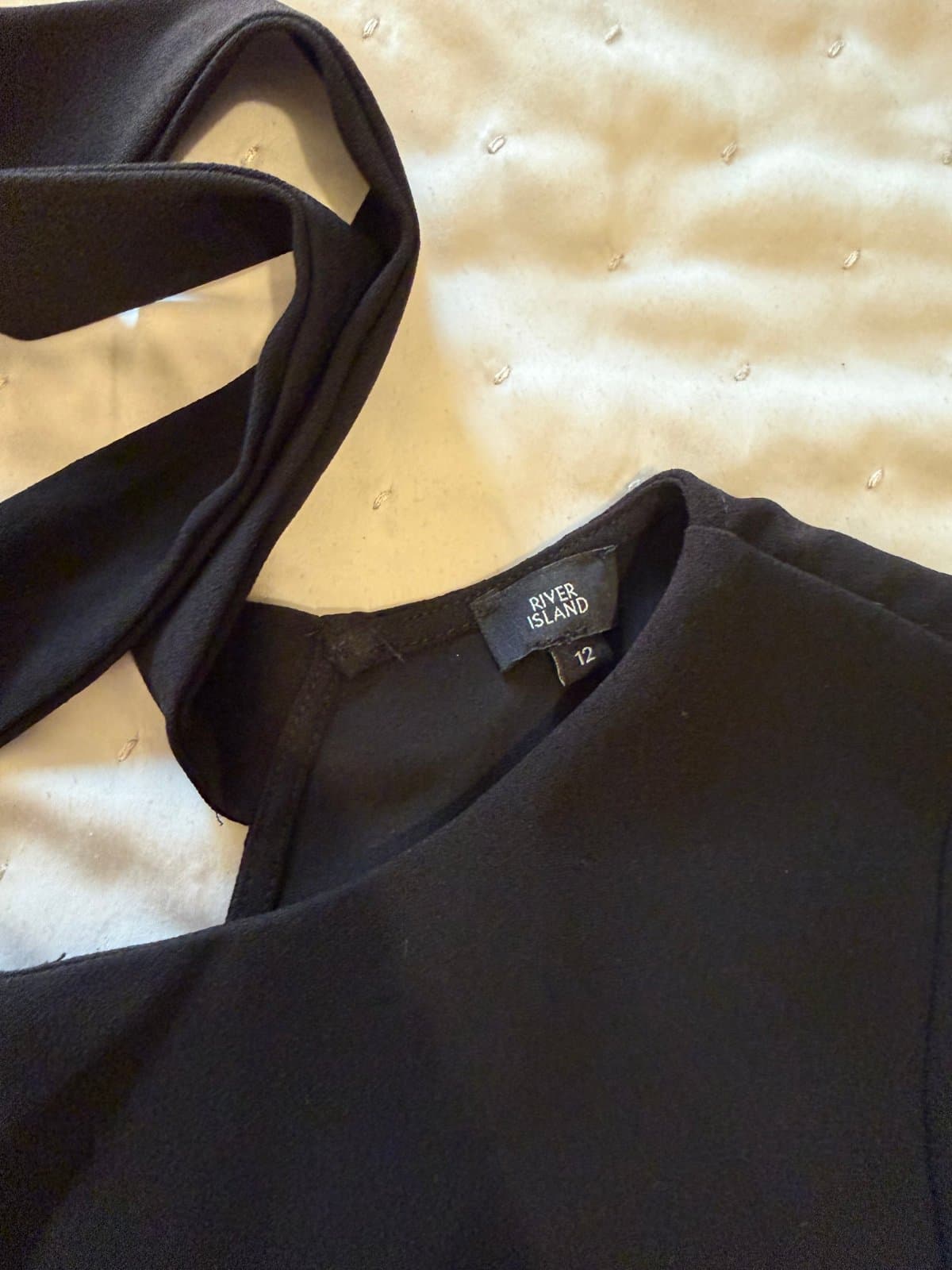 River Island black tie-neck dress, size UK 12. thumbnail 4