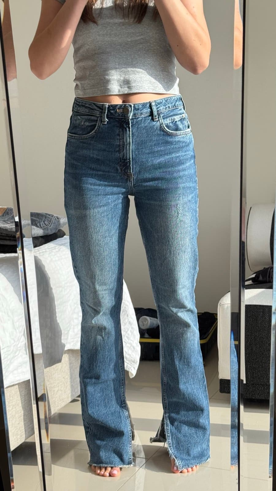 Blue Denim Flared Jeans