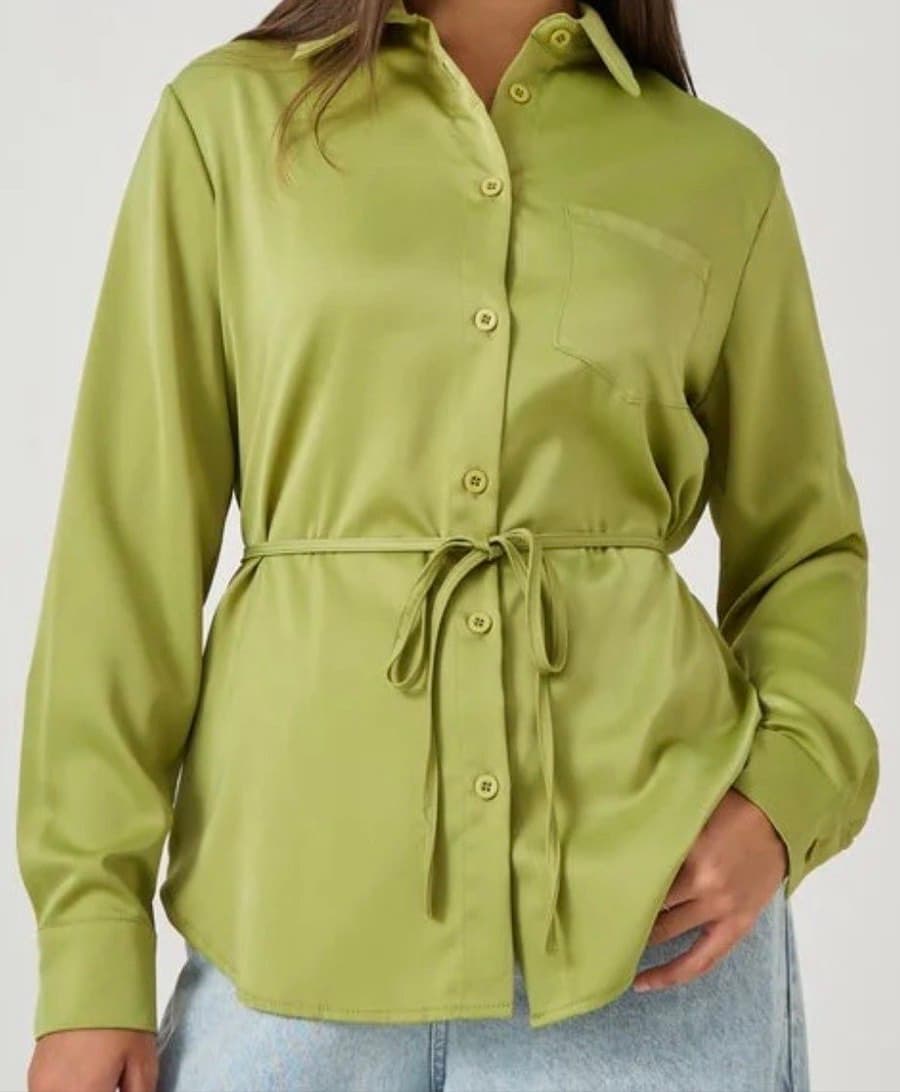 Satin Long-Sleeve Shirt - image 1