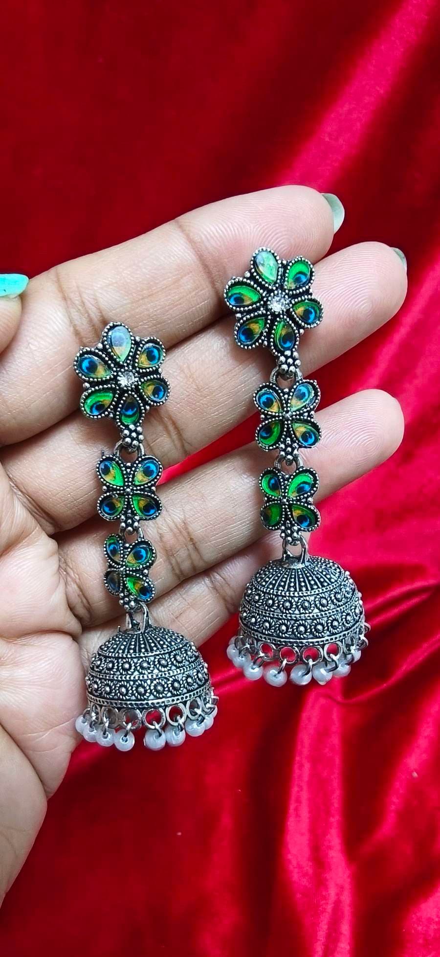 Oxidized Jhumka Drop Earrings