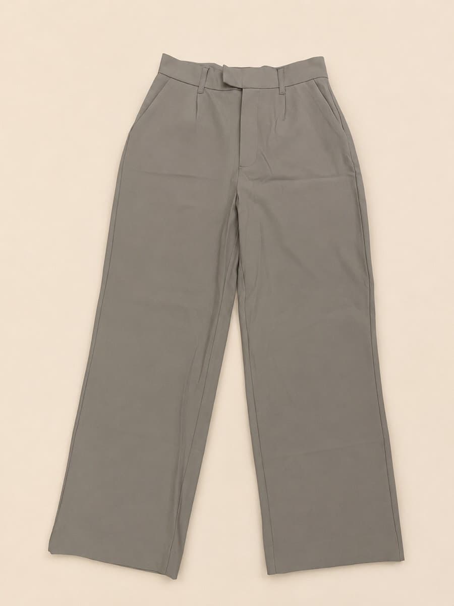 Pull & Bear Grey Straight Leg Trousers