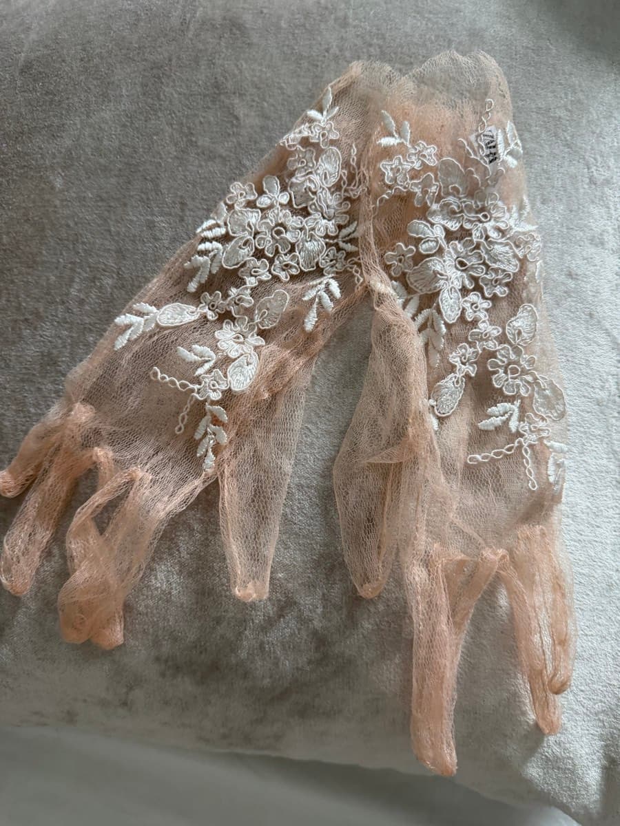 Semi-Sheer Embroidered Gloves thumbnail 2