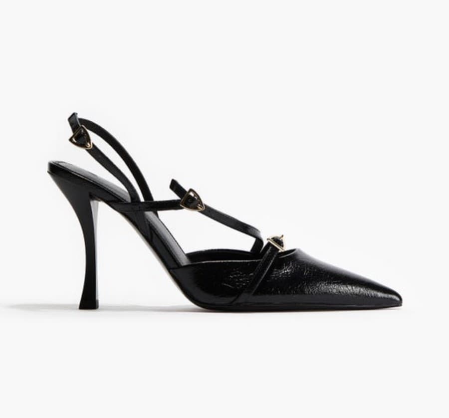 Black Patent Slingback Heels
