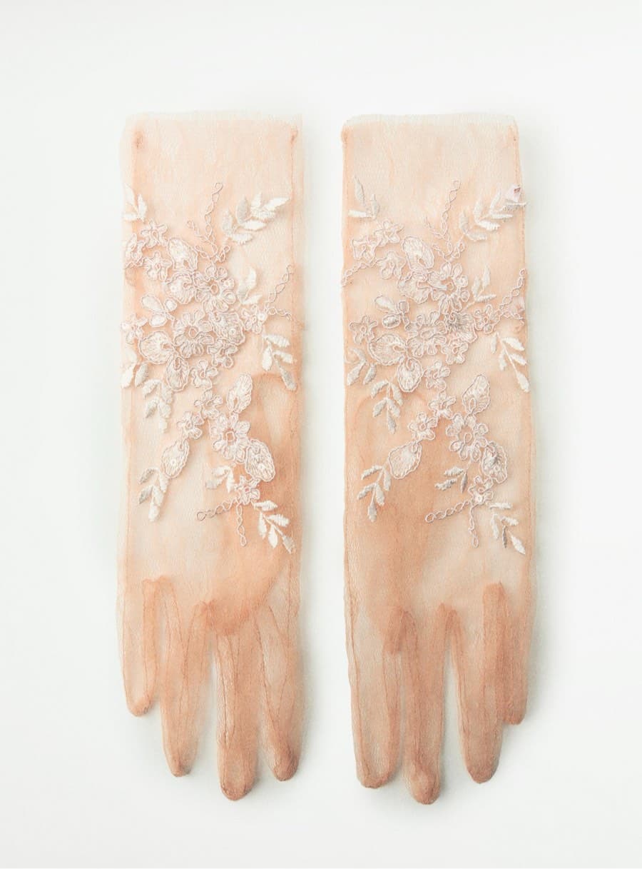 Semi-Sheer Embroidered Gloves