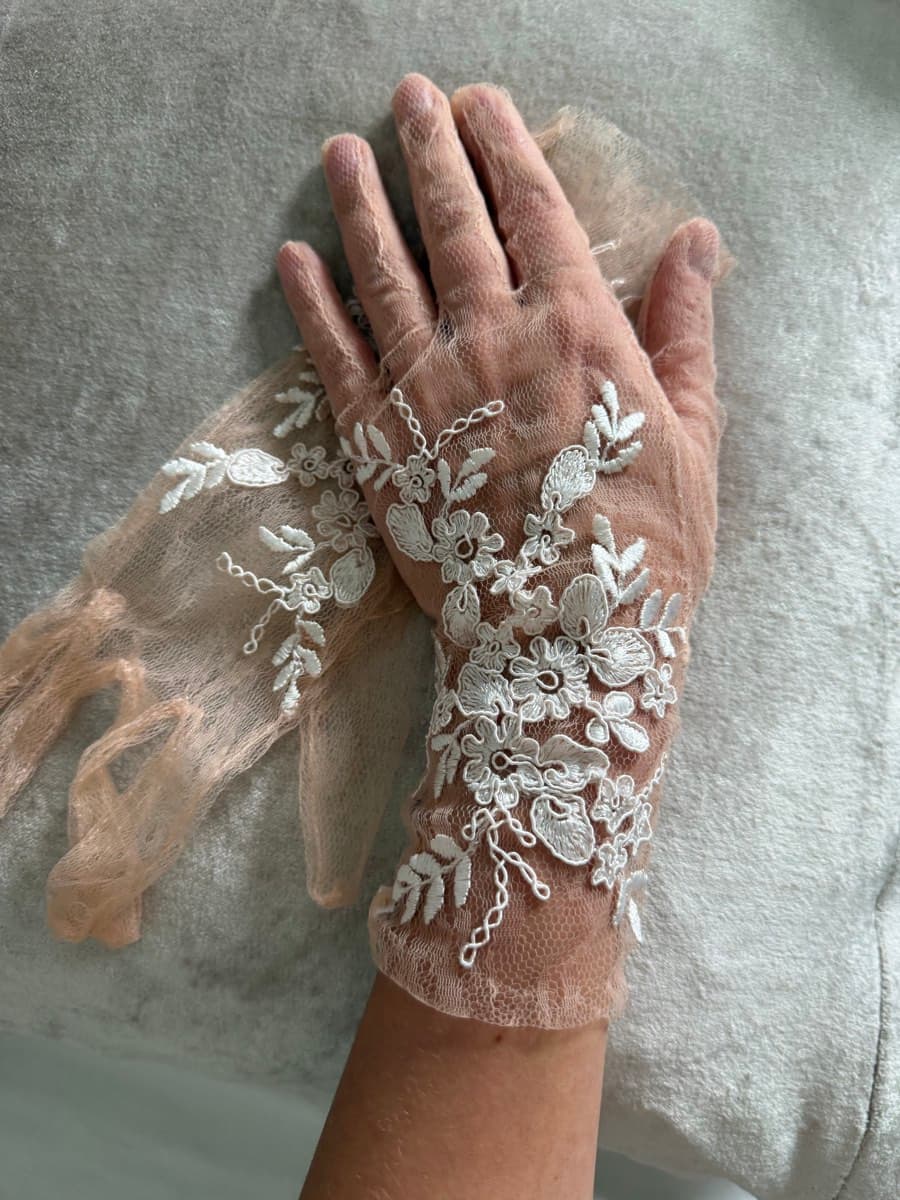 Semi-Sheer Embroidered Gloves thumbnail 4
