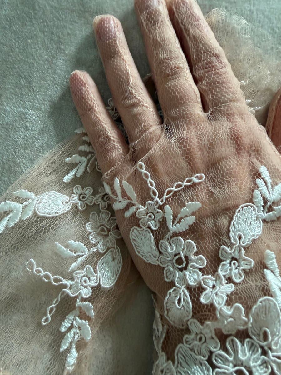 Semi-Sheer Embroidered Gloves thumbnail 5