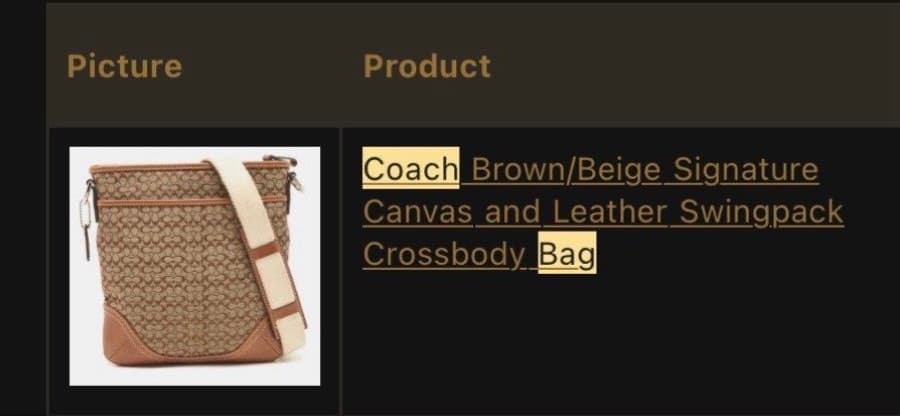 Coach Signature Swingpack Crossbody Bag