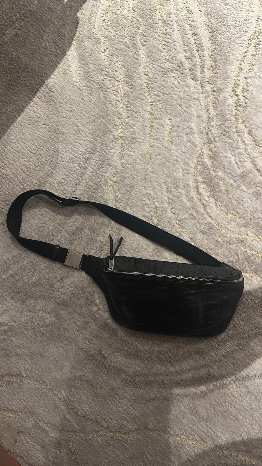 Saint Laurent Croc-Embossed Belt Bag