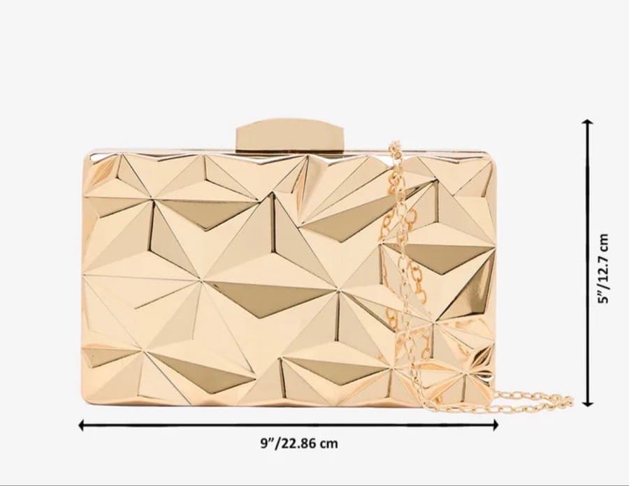 Gold Geometric Box Clutch thumbnail 2