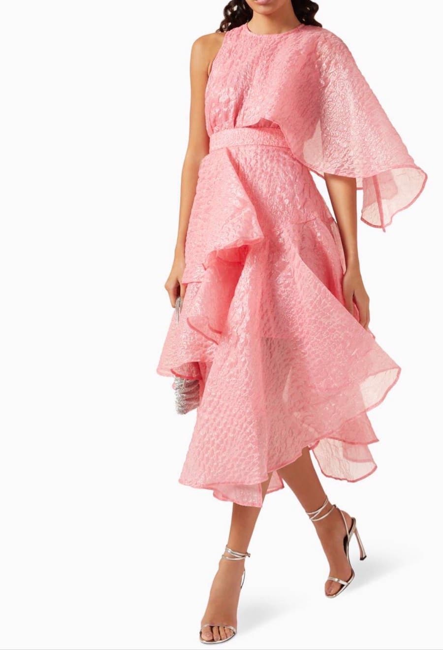 Pink Ruffled Midi Dress thumbnail 2