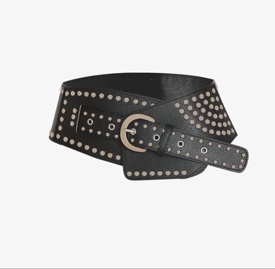 Black Studded Leather Belt