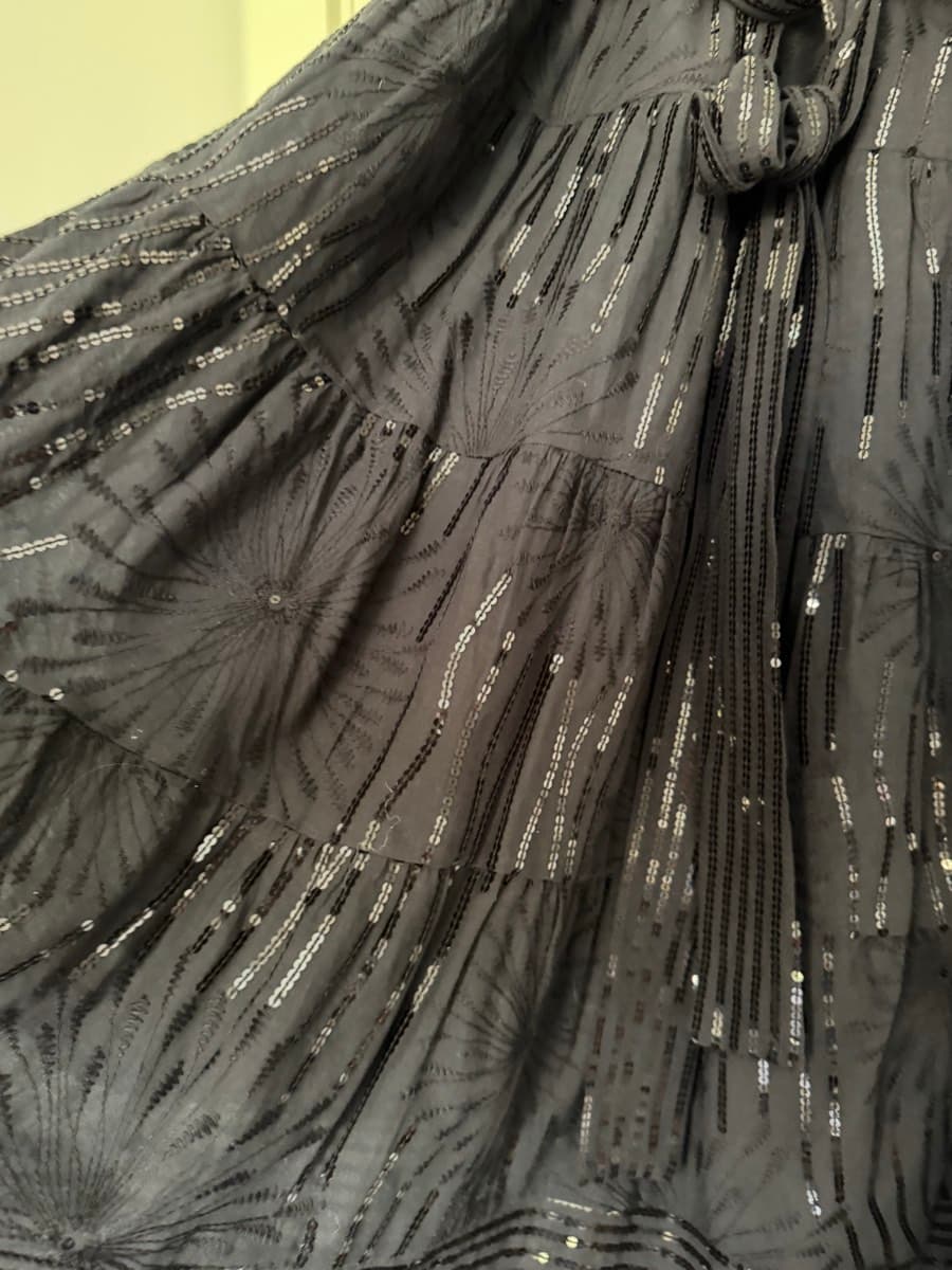 Black Sequin Tiered Midi Dress size 36 thumbnail 4