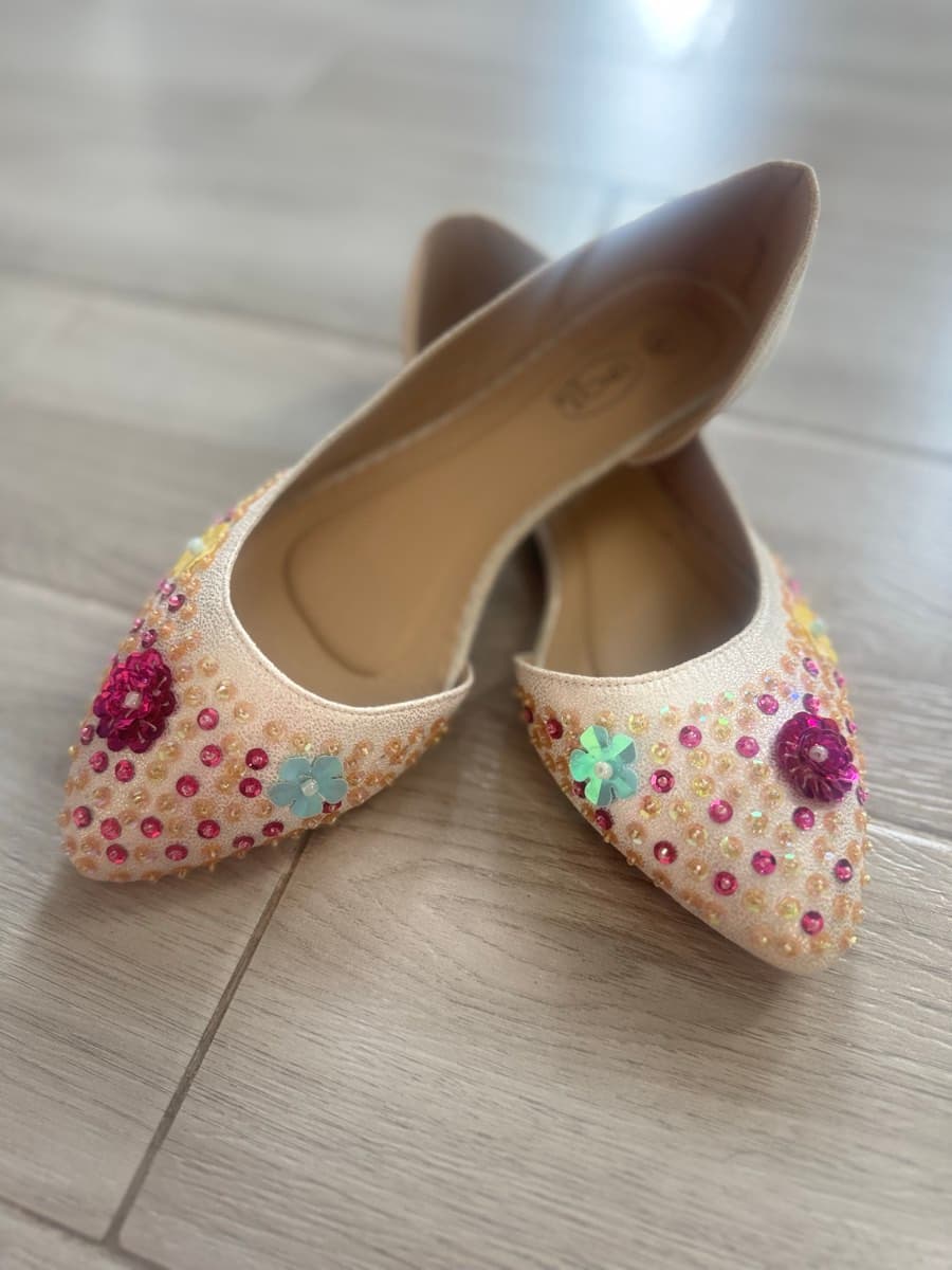 Embellished Pointed-Toe Flats