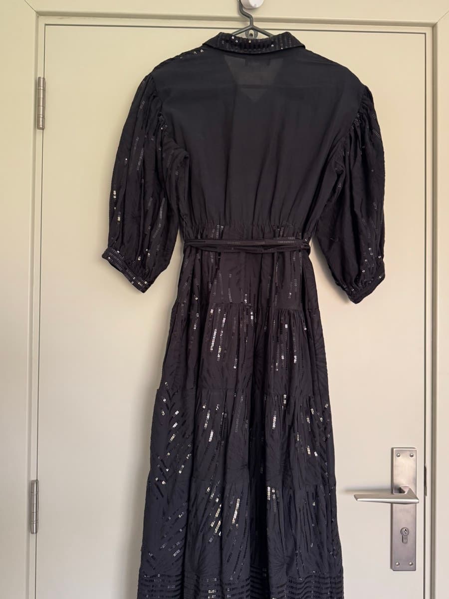 Black Sequin Tiered Midi Dress size 36 thumbnail 2
