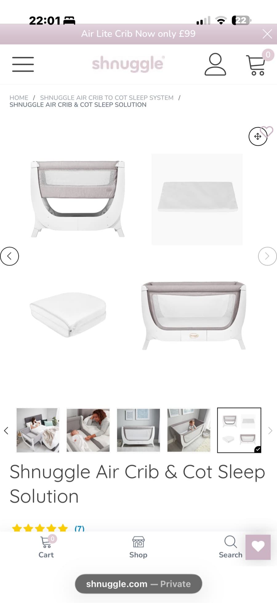 Shnuggle Grey Baby Bassinet and cot thumbnail 7