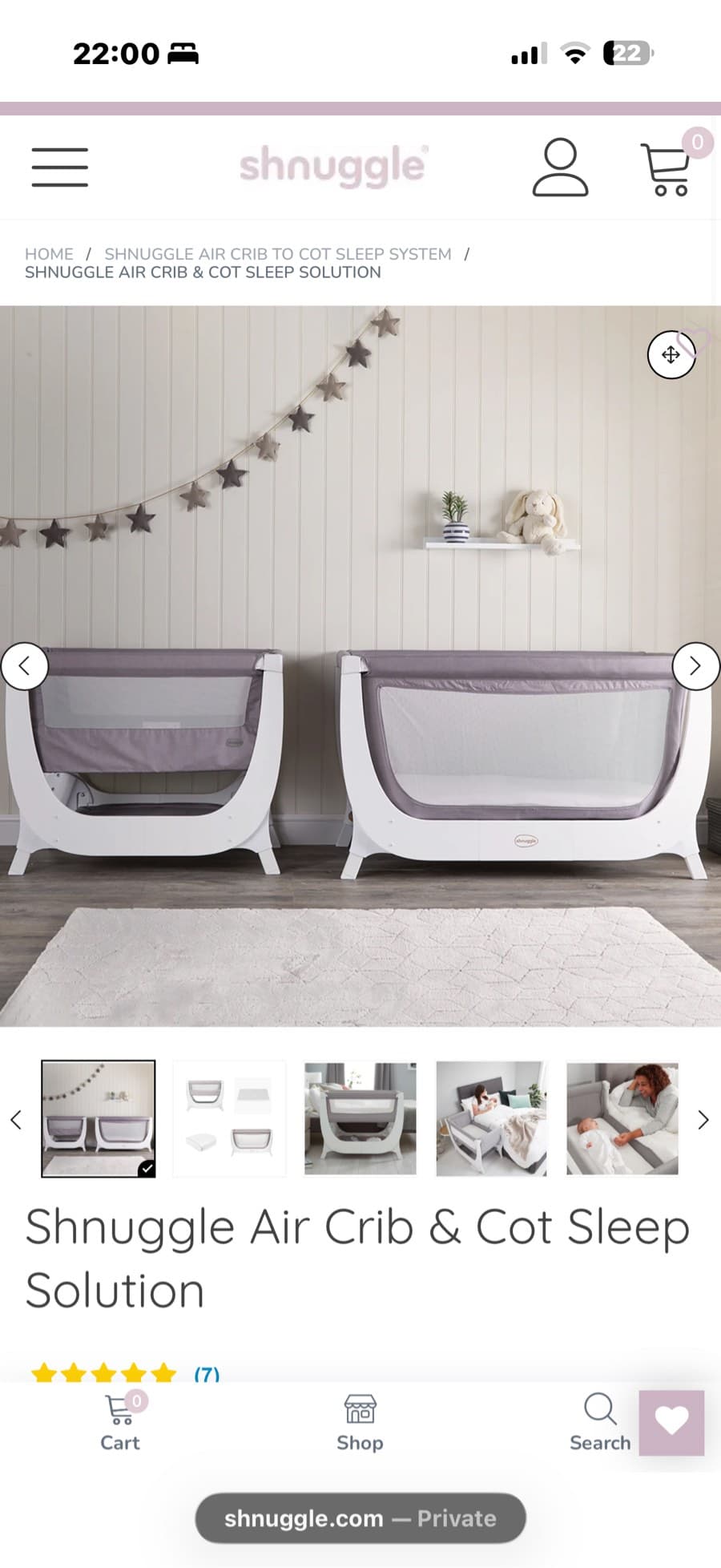 Shnuggle Grey Baby Bassinet and cot thumbnail 3
